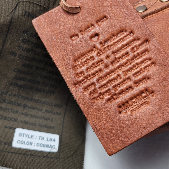 Vilenca Holland Anthropologie Cognac North South Stitch Woven Leather Tote - Picture 10 of 11